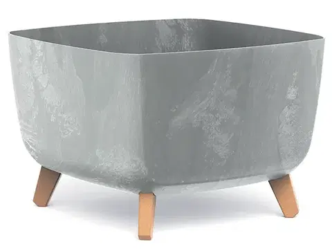 Kvetináče a truhlíky NABBI DGQL400E plastový kvetináč na nožičkách 39 cm sivý betón