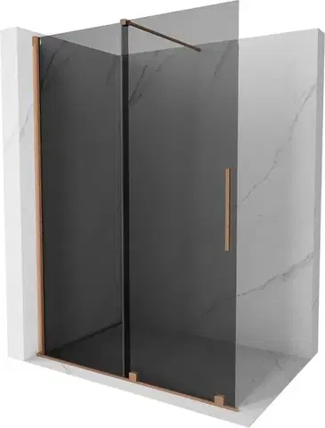 Sprchové dvere MEXEN/S - Velar Sprchová zástena posuvná Walk-in 160 x 200, grafit 8 mm, meď kartáčovaná 871-160-000-43-65