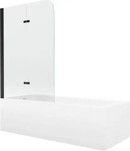 Sprchové dvere MEXEN/S - Vega obdĺžniková vaňa 150 x 70 cm s panelom + vaňová zástena 100, transparent, čierna 550115070X9010027000