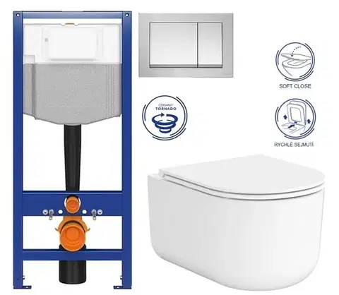 Závesné wc sety CERSANIT/S - CERSANIT predstenový inštalačný systém s tlačidlom chrom K97-509 + WC CERSANIT INTRO PRO OVAL /vírivé splachovanie/ + sedadlo K97-526 509 IR1