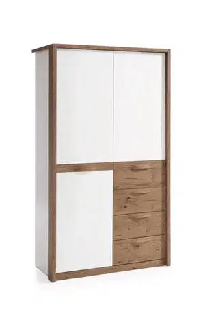 Šatníkové skrine TARANKO Como CM-2D šatníková skriňa biely vysoký lesk / dub Como