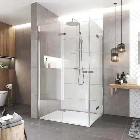 Sprchovacie kúty Mereo Sprchovací kút, Novea, obdĺžnik, zalamovací, 90x80 cm, chróm ALU, sklo Číre CK12813ZVR
