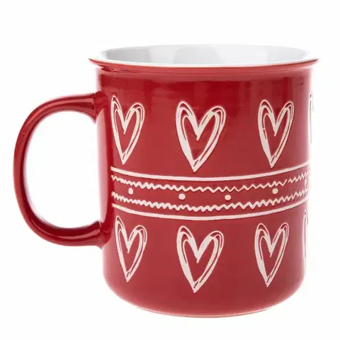 Hrnčeky a šálky Vianočný keramický hrnček Christmas heart II červená, 710 ml