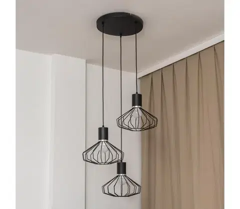 Svietidlá  Luster na lanku SOLANO 3xE27/15W/230V čierna/lesklý chróm W-KD 1335/3 BK+CH