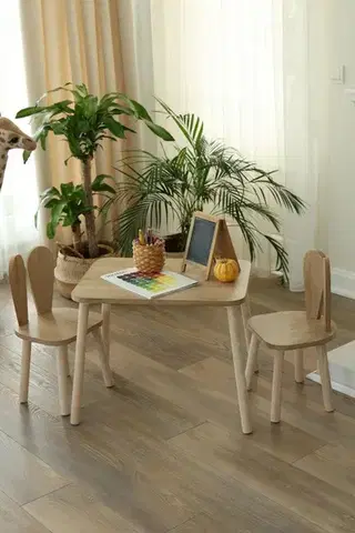 Doplnky do detskej izby Kid's Table Set Bunny One Chair Set - Brown