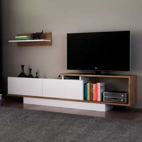 Obývacie steny ASUS obývacia stena biela/orech