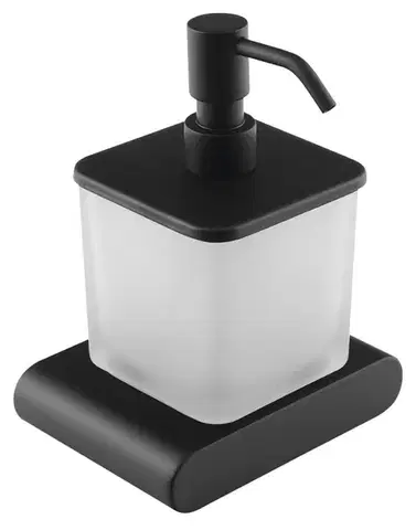 Držadlá k vani SAPHO - FLORI dávkovač mydla 300ml, mliečne sklo, čierna mat RF019/15