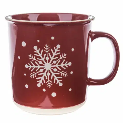 Hrnčeky a šálky Vianočný keramický hrnček Snowflake červená, 710 ml