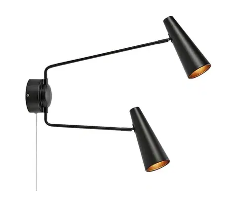 Svietidlá Markslöjd 108690 - Nástenná lampa PEAK 2xE14/40W/230V čierna 108690
