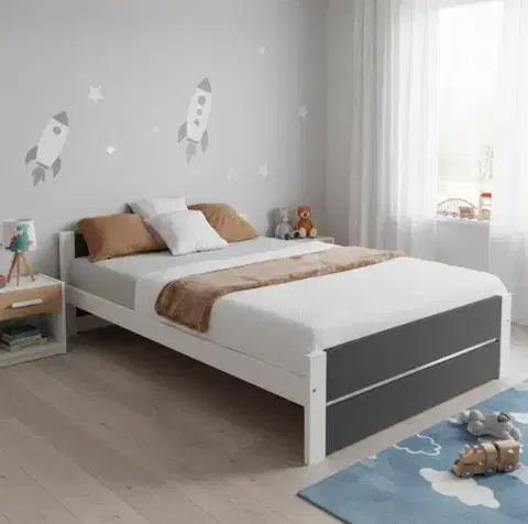 Postele Elvisia Posteľ LEA s matracom a roštom | 80 x 200 cm Farba: Sivá