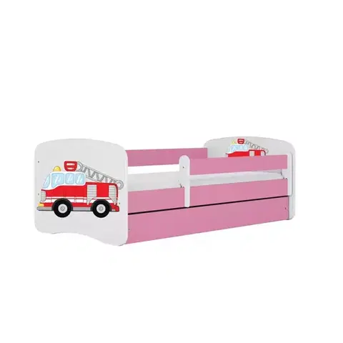 Postele pre dievčatá Detská Posteľ. Babydreams+Sz+M Ružová 80x180 hasičský zbor