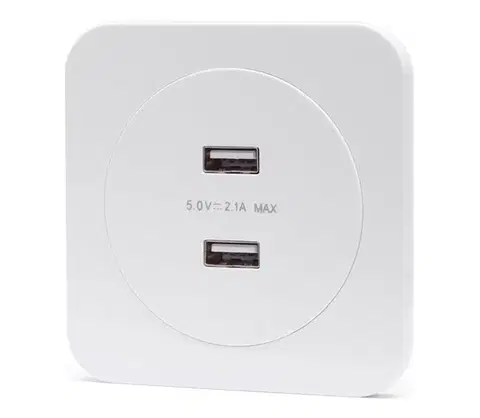 Predlžovacie káble  B.V.  – USB napájacia zásuvka s rámčekom, 2× USB‑A, biela B20101TSY