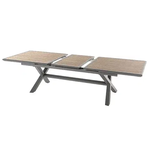 Stolčeky DEOKORK Hliníkový stôl BERGAMO 220/279 cm (šedo-hnedý/medová)