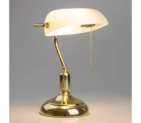 Lampy Brilagi - Stolová lampa BANK OFFICE 1xE27/60W/230V zlatá/biela L352-BI/ZLA
