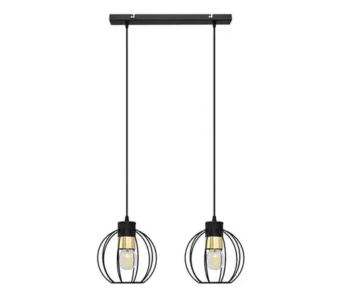 Svietidlá  Luster na lanku STARLIGHT 2xE27/15W/230V čierna/zlatá W-L 1399/2 BK+GO