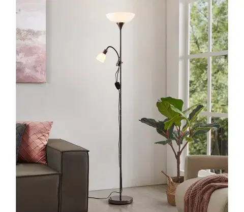 Lampy Eglo 93917 - Stojacia lampa UP 2 1xE27/60W/230V + 1xE14/25W/230V čierny chróm 93917