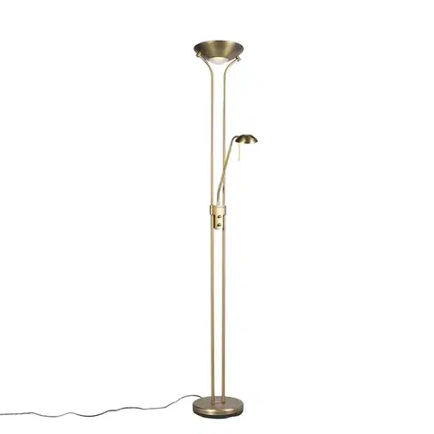 Stojace lampy Bronzová stojaca lampa s lampou na čítanie vrátane LED a stmievača - Diva 2