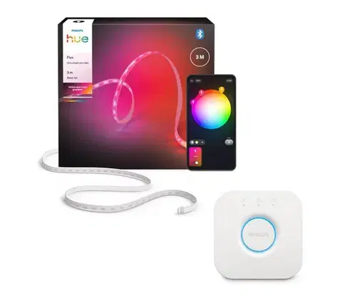 LED osvetlenie Philips - RGBW LED stmievateľný pás Hue FLUX 3 m LED/29 W/230 V 2200–6500 K + Hue Bridge P7214+P1408