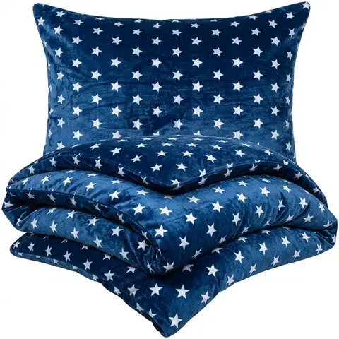 Obliečky 4Home obliečky mikroflanel Stars modrá, 140 x 220 cm, 70 x 90 cm
