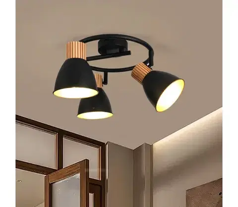 Svietidlá BRILAGI - Bodové svietidlo ODENSE 3xE14/10W/230V drevo/čierna BRI413