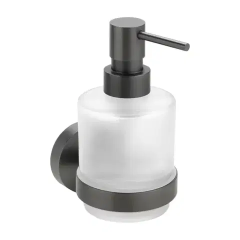 Držadlá k vani SAPHO - X-ROUND GUN METAL dávkovač mydla 200ml, mliečne sklo, gun metal XR103GM