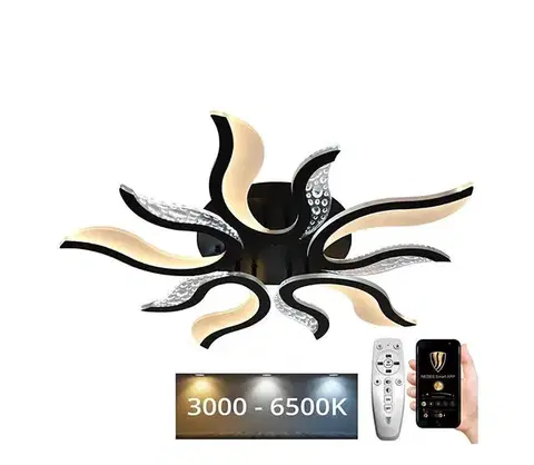Svietidlá  LED Stmievateľný prisadený luster LED/65W/230V 3000-6500K čierna + diaľkové ovládanie J3317/B