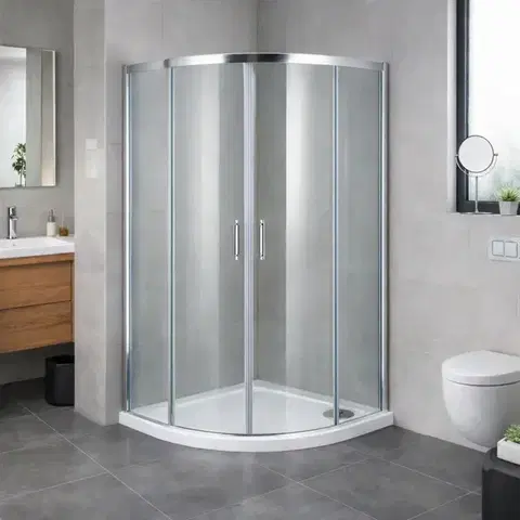 Vane OLSEN SPA - Set kút BARCELONA PLUS + vanička VENETS - FARBA rámu - Chróm / Leštený hliník (ALU), Rozmer A - 90, Rozmer B - 90, Smer zatvárania - Univerzálne Ľavé / Pravé, Výplň - Číre bezpečnostné sklo - 5 / 6 mm OLBPAL90CCLM