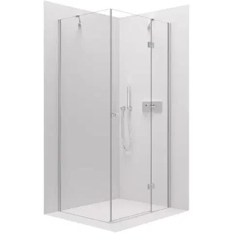 Sprchovacie kúty CERANO - Sprchovací kút Marino Ľ/P - 6 mm - chróm, transparentné sklo - 120x80x190 - pántový CER-422835