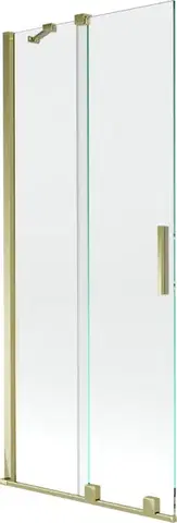 Sprchové dvere MEXEN/S - Velar Dvojkrídlová posuvná vaňová zástena 80 x 150, transparent, zlatá 896-080-000-01-50