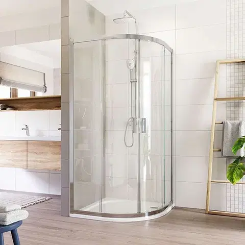 Sprchovacie kúty Mereo Sprchovací kút, Lima, štvrťkruh, R 550, zasúvací, 80x80 cm, chróm ALU, sklo Číre CK608B33K