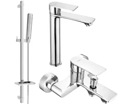 Kúpeľňové batérie MEXEN/S - Royo SET umývadlová + vaňová batéria s príslušenstvom DQ72, chróm 72213DQ72-00