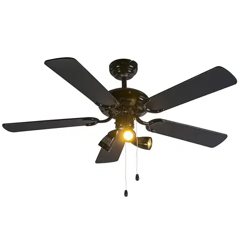Stropné ventilátory Stropný ventilátor čierny 110 cm 3-svetelný s ťahacím káblom - Mistral