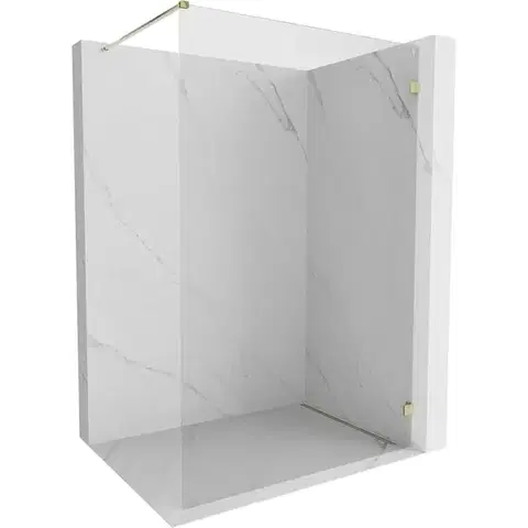 Sprchové dvere MEXEN/S - Lunar Sprchová zástena WALK-IN pravá 50 x 200, transparent 8 mm, zlato 830-050-000-50-00-P