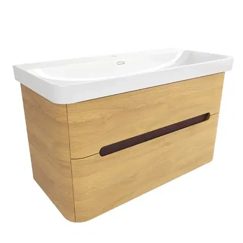 Kúpeľňový nábytok Kúpeľňová skrinka s umývadlom SAT Fusion 97,5x53x45 cm dub medový mat SATFUSION2100DMU SATFUSION2100DMU