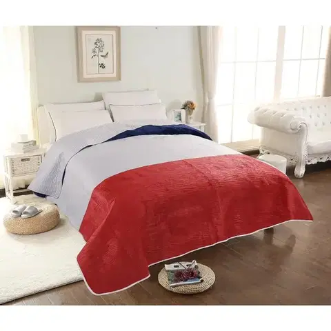 Prehozy na posteľ Prikrývka na posteľ Velvet 03 200x220 Červená/šedá
