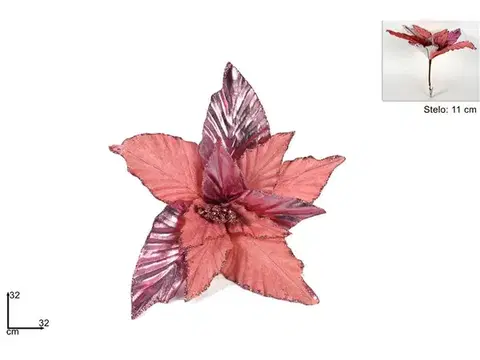 Vianočné dekorácie MAKRO - Hviezda vianočná 32cm ružová