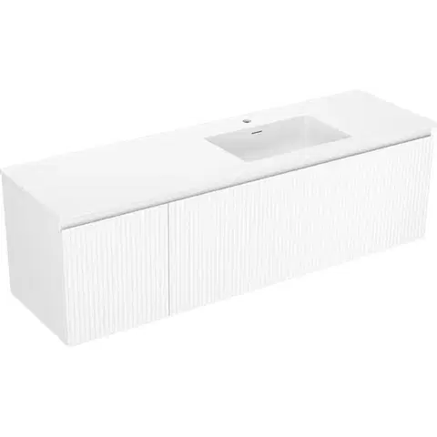 Kúpeľňový nábytok MEXEN/S - Rivel kúpeľňová skrinka 160 cm s umývadlom Otis pravá, 1S, 1D, reliéf, biela mat 91A23-16047-3-BBFF01-W18P01