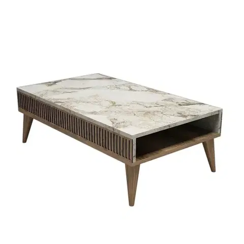 Konferenčné stolíky Konferenčný stolík Mila White Marble and Walnut