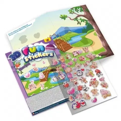 Nalepovačky, vystrihovačky, skladačky Trblietavé 3D nálepky - Zaľúbené zvieratká