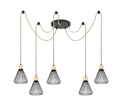 Svietidlá Rabalux 3150 - Luster na lanku FARFALLE 5xE27/40W/230V pavúk čierna/buk 3150