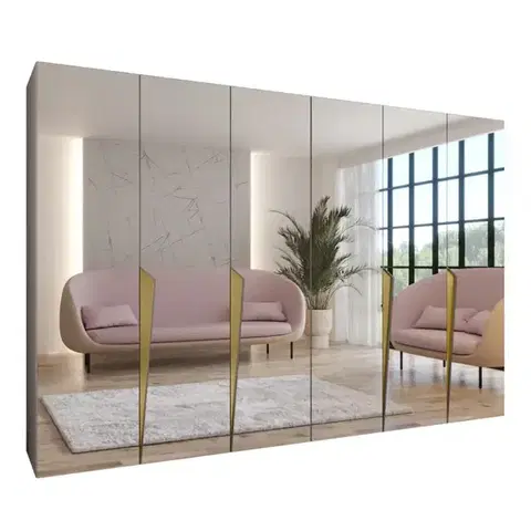 Šatníkové skrine Skriňa Piano 3-300 (2x150) kašmír/zlatá