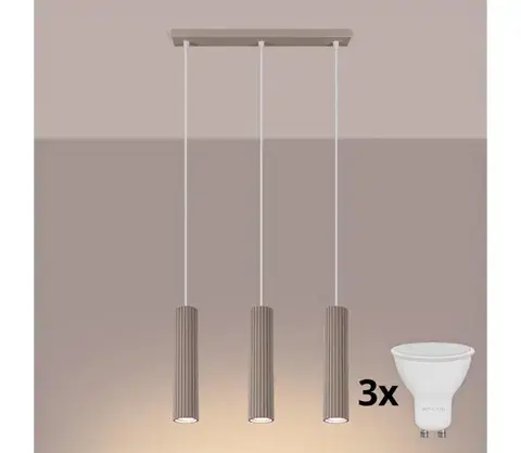 Svietidlá BRILAGI - LED luster na lanku CRESTO 3xGU10/10W/230V taupe BR.1774