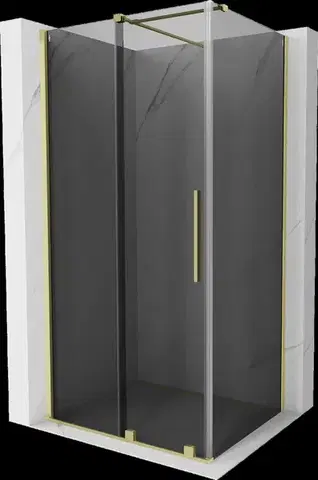 Sprchovacie kúty MEXEN/S - Velár sprchovací kút, posuvné dvere 140 x 100, grafit, zlato kartáčovaná 871-140-100-41-55