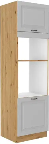Kuchynské skrinky STELLA 60 DPM vysoká skrinka na vstavanú rúru, biela/dub Artisan