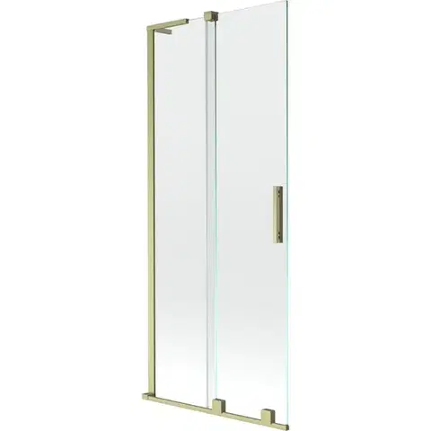 Sprchové dvere MEXEN/S - Velar L dvojkrídlová posuvná vaňová zástena 80 x 150, transparent, zlatá kartáčovaná 896-080-003-01-55
