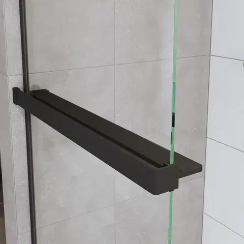 Sprchovacie kúty Mereo Polička k WALK IN, 120 cm, čierny ALU CK10620PB