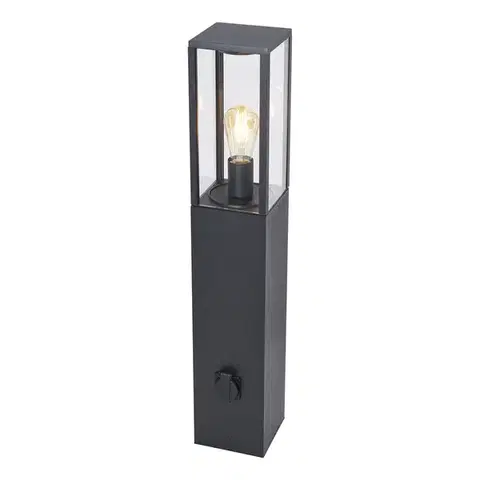 Zahradne stlpove lampy Moderná vonkajšia stojaca lampa čierna 80 cm so zásuvkou IP44 - Charlois