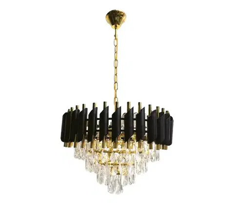 Svietidlá  Luster na reťazi CRISTAL 7xE14/10W/230V priemer 48 cm čierna/zlatá ML2582