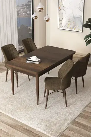 Jedálenské sety Dining Table & Chairs Set (5 Pieces) Arp - Baroque, Brown
