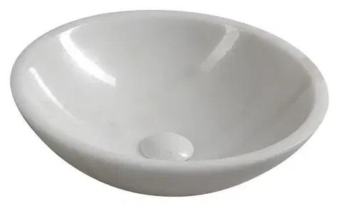 Sanitárna keramika SAPHO - BLOK kamenné umývadlo priemer 40cm, leštený biely mramor 2401-34